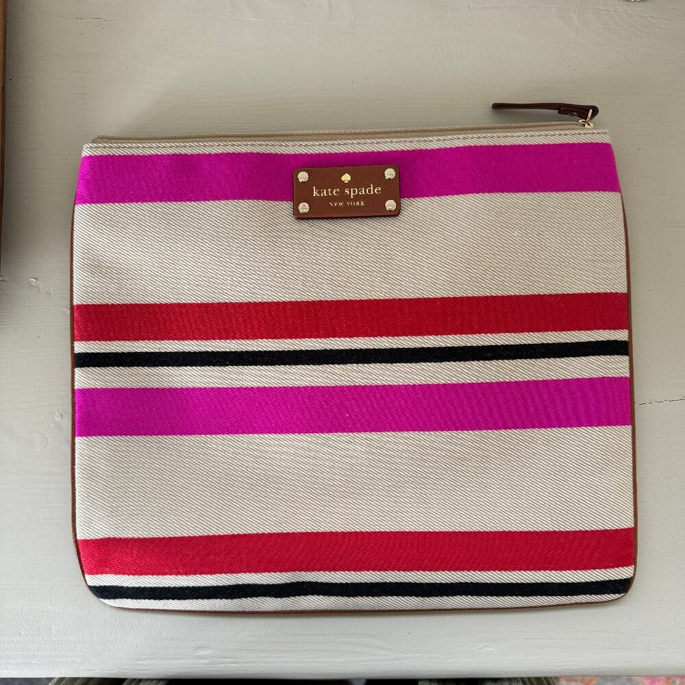Kate spade twill weave stripe clutch